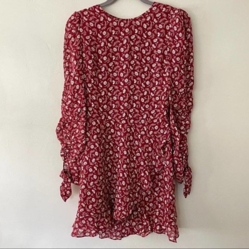 Reformation Lucita red floral long-sleeve dress 4